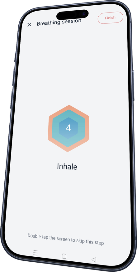 Smokoff breathing exercise on iPhone: guided session in progress